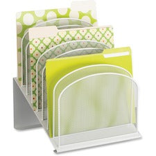 Onyx Mesh Desk Organizer With Tiered Sections, 8 Sections, Letter To Legal Size Files, 11.75" X 10.75" X 14", White