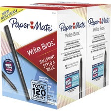 Write Bros. Ballpoint Pen Value Pack, Stick, Medium 1 Mm, Black Ink, Black Barrel, 120/pack