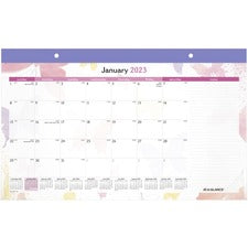 Watercolors Monthly Desk Pad Calendar, Watercolor Artwork, 17.75 X 11, Purple Binding/clear Corners, 12-month (jan-dec): 2023