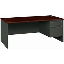 38000 Series Right Pedestal Desk, 72" X 36" X 29.5", Mahogany/charcoal