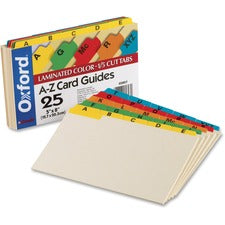 Manila Index Card Guides With Laminated Tabs, 1/5-cut Top Tab, A To Z, 5 X 8, Manila, 25/set