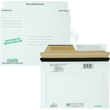 Antistatic Fiberboard Disk Cd/dvd Mailer, Cheese Blade Flap, Redi-strip Adhesive Closure, 6 X 8.63, White, 25/box