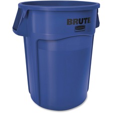 Vented Round Brute Container, 44 Gal, Plastic, Blue