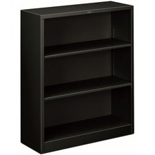 Metal Bookcase, Three-shelf, 34.5w X 12.63d X 41h, Black