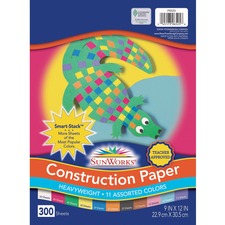 Sunworks Construction Paper Smart-stack, 50 Lb Text Weight, 9 X 12, Assorted, 300/pack