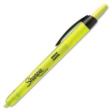 Retractable Highlighters, Fluorescent Yellow Ink, Chisel Tip, Yellow/black Barrel, Dozen