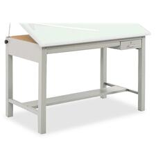 Precision Four-post Drafting Table Base, 56.5w X 30.5d X 35.5h, Gray