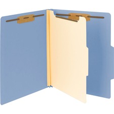 Top Tab Classification Folders, Four Safeshield Fasteners, 2" Expansion, 1 Divider, Letter Size, Blue Exterior, 10/box