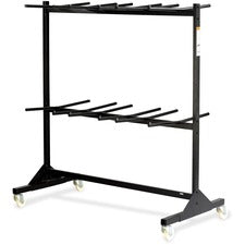 Two-tier Chair Cart, Two-sided 12-section Hang-hook Format, Metal, 64.5" X 33.5" X 70.25", Black