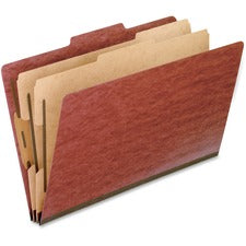 Six-section Pressboard Classification Folders, 2" Expansion, 2 Dividers, 6 Fasteners, Legal Size, Red Exterior, 10/box