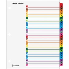 Onestep Printable Table Of Contents And Dividers, 26-tab, A To Z, 11 X 8.5, White, Assorted Tabs, 1 Set