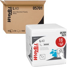 Wypall Power Clean L40 Extra Absorbent Towels - 12.50" x 12" - White - Soft, Absorbent - For General Purpose - 56 Per Pack - 18 / Carton