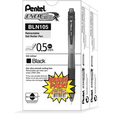 Energel-x Gel Pen, Retractable, Fine 0.5 Mm Needle Tip, Black Ink, Black Barrel, 24/pack