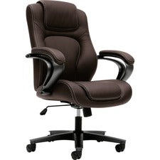 Hvl402 Series Executive High-back Chair, Supports Up To 250 Lb, 17" To 21" Seat Height, Brown Seat/back, Black Base