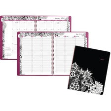 Floradoodle Weekly/monthly Professional Planner, Adult Coloring Artwork, 11 X 8.5, B/w Cover, 12-month (jan-dec): 2023-2024