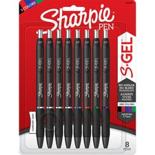 S-gel High-performance Gel Pen, Retractable, Medium 0.7 Mm, Five Assorted Ink Colors, Black Barrel, 8/pack
