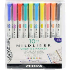 Mildliner Double Ended Highlighter, Assorted Ink Colors, Bold-chisel/fine-bullet Tips, Assorted Barrel Colors, 10/set
