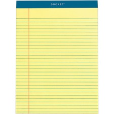 Docket Ruled Perforated Pads, Wide/legal Rule, 50 Canary-yellow 8.5 X 11.75 Sheets, 6/pack