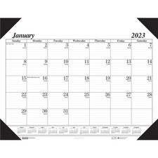 Recycled One-color Refillable Monthly Desk Pad Calendar, 22 X 17, White Sheets, Black Binding/corners,12-month(jan-dec): 2023