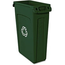 Slim Jim Plastic Recycling Container With Venting Channels, 23 Gal, Plastic, Green