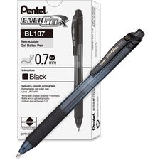 Energel-x Gel Pen, Retractable, Medium 0.7 Mm, Black Ink, Black Barrel, Dozen