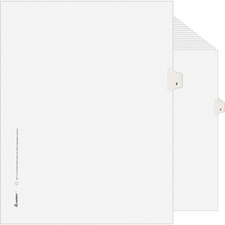 Preprinted Legal Exhibit Side Tab Index Dividers, Avery Style, 10-tab, 9, 11 X 8.5, White, 25/pack