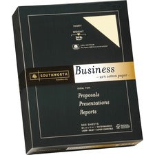 25% Cotton Business Paper, 95 Bright, 24 Lb Bond Weight, 8.5 X 11, Ivory, 500 Sheets/ream