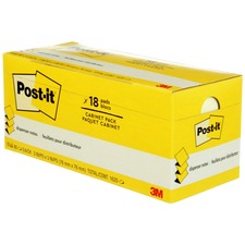 Original Canary Yellow Pop-up Refill Cabinet Pack, 3" X 3", Canary Yellow, 90 Sheets/pad, 18 Pads/pack