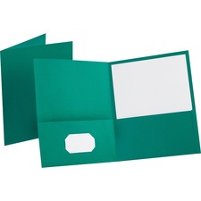 Twin-pocket Folder, Embossed Leather Grain Paper, 0.5" Capacity, 11 X 8.5, Teal, 25/box