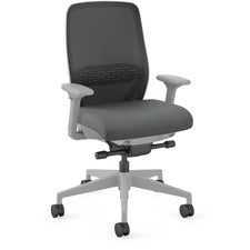 HON Nucleus Task Chair KD - Black Fabric Seat - Black Back - Titanium Frame - Armrest - 1 Each