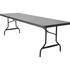 Iceberg IndestrucTable Commercial Folding Table - Charcoal Rectangle Top - Powder Coated Gray Round Leg Base - 96" Table Top Length x 30" Table Top Width x 2" Table Top Thickness - High-density Polyethylene (HDPE) Top Material