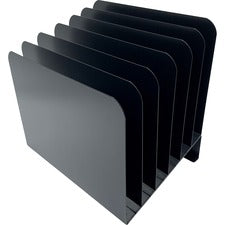 Huron Slanted Vertical Slots Desktop Organizer - 8 Compartment(s) - 10" Height x 9.8" Width x 11" Depth - Durable - Black - Steel - 1 Each