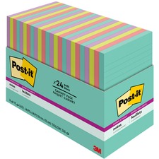 Post-it&reg; Super Sticky Notes - Supernova Neons Color Collection - 4" x 6" - Rectangle - 45 Sheets per Pad - Blue, Green, Pink, Lilac - Sticky - 24 / Pack