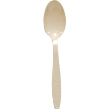 Solo Extra Heavyweight Cutlery - 1000/Carton - Teaspoon - 1 x Teaspoon - Breakroom - Disposable - Textured - Polystyrene - Champagne