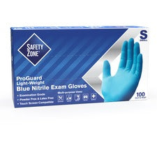 Safety Zone Powder Free Blue Nitrile Gloves - Small Size - Blue - Powder-free, Comfortable, Allergen-free, Silicone-free, Latex-free, Textured - For Cleaning, Dishwashing, Food, Janitorial Use, Painting, Pet Care - 9.65" Glove Length