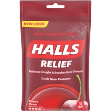 Cadbury Halls Cherry Cough Drops - For Sore Throat, Cough, Nasal Congestion - Cherry - 12 / Box - 30