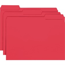 Interior File Folders, 1/3-cut Tabs: Assorted, Letter Size, 0.75" Expansion, Red, 100/box