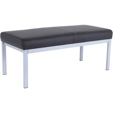 Lorell Healthcare Seating Guest Bench - Silver Powder Coated Steel Frame - Black - Vinyl - 1 Each