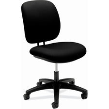 HON ComforTask Chair | Seat Depth | Black Fabric - Black Polyester, Polymer Seat - Black Polyester, Polymer Back - Black Frame - Low Back - 5-star Base - 1 Each