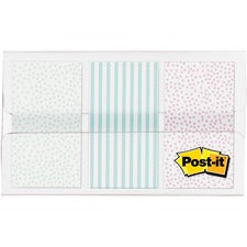 Post-it&reg; Printed Flags - 60 x Assorted Pastel - 1" x 1.75" - 30 Sheets per Pad - Green, Blue, Pink - Self-adhesive, Sticky, Removable, Writable - 60 / Pack