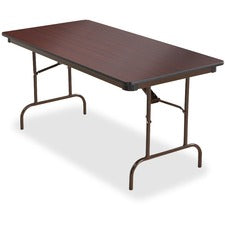 Iceberg Premium Wood Laminate Folding Table - Melamine Rectangle Top - 60" Table Top Length x 30" Table Top Width x 0.75" Table Top Thickness - 29" Height - Mahogany