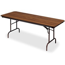 Iceberg Premium Wood Laminate Folding Table - Melamine, Oak Top x 96" Table Top Width x 30" Table Top Depth - Brown, Laminated