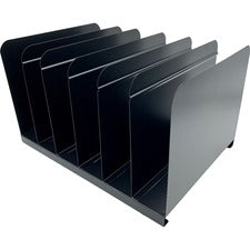 Huron 6-slot Vertical Book Rack - 6 Compartment(s) - 9" Height x 15" Width x 11" Depth - Durable - Black - Steel - 1 Each