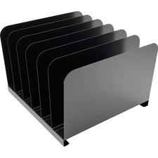 Huron Vertical Desk Organizer - 6 Compartment(s) - 8" Height x 11" Width x 12" Depth - Durable - Black - Steel - 1 Each