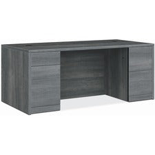 HON 10500 H105890 Pedestal Desk - 72" x 36" x 29.5" - 5 x Box, File Drawer(s) - Double Pedestal - Finish: Sterling Ash