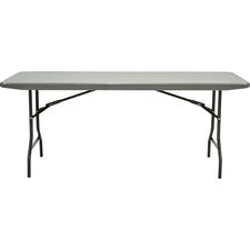 Iceberg IndestrucTable Commercial Folding Table - Charcoal Rectangle Top - Powder Coated Gray Round Leg Base - 72" Table Top Length x 30" Table Top Width x 2" Table Top Thickness - High-density Polyethylene (HDPE) Top Material