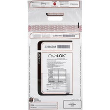 ControlTek CoinLOK Plastic Coin Bags - 12" Width x 25" Length - Clear - Plastic - 50/Pack - Coin
