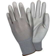 Safety Zone Gray Coated Knit Gloves - Polyurethane Coating - Small Size - Gray - Knitted, Comfortable, Abrasion Resistant, Machine Washable, Cut Resistant - For Food Handling, Janitorial Use, Painting, Pet Care, Food Service - 1 Dozen
