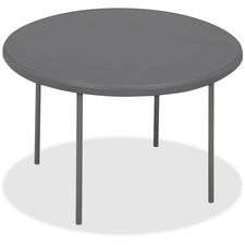 Iceberg IndestrucTable TOO Folding Table - Round Top - Four Leg Base - 4 Legs - 2" Table Top Thickness x 60" Table Top Diameter - Charcoal, Powder Coated - High-density Polyethylene (HDPE), Steel