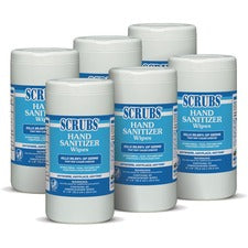 SCRUBS Hand Sanitizer Wipes - Blue, White - Abrasive, Non-scratching, Textured - For Hand - 85 Per Canister - 6 / Carton